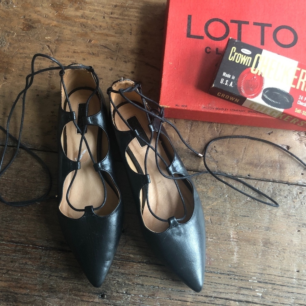 TopShop Black Leather Kingdom Lace Up Shoes 37